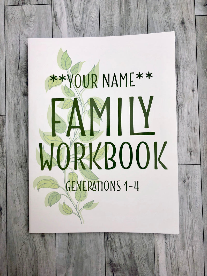 Personalized Family Tree Workbook Generations 1-4