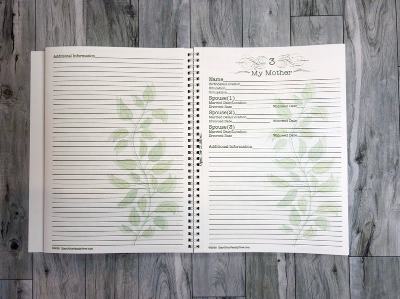 Family Tree Workbook - Personalized - Generations 1-4