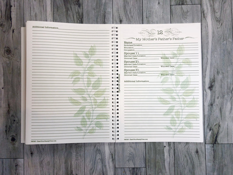 Family Tree Workbook - Personalized - Generations 1-4