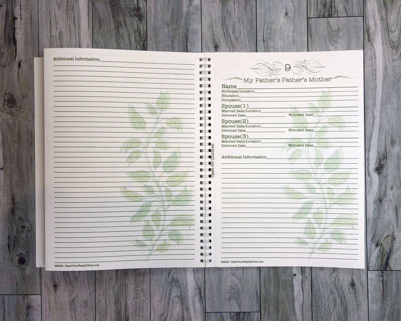 Family Tree Workbook - Personalized - Generations 1-4