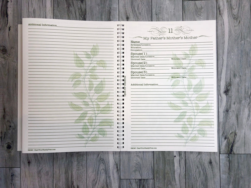 Family Tree Workbook - Personalized - Generations 1-4