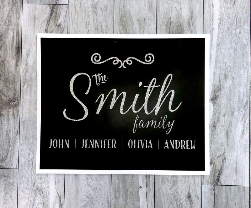 Chalkboard Family Wall Art, Family Gift, Anniversary Gift